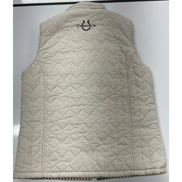 Cowgirl Up Reversible Women's Size L Vest Full Zip Pockets Ivory and Brown - Picture 3 of 10